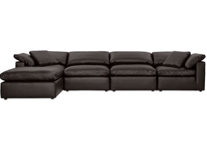 Aria Modular 4-Seat Sectional with Ottoman in Premium Italian Leather