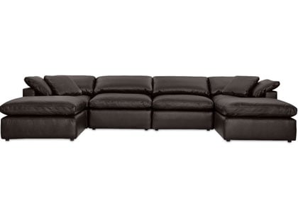 Aria Modular 4-Seat Sectional with 2 Ottomans in Premium Italian Leather