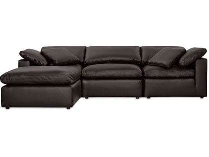 Aria Modular 3-Seat Sectional with Ottoman in Premium Italian Leather