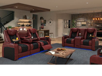 octane azure red black sofa and loveseat set