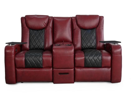 octane azure double recliner chair in leather