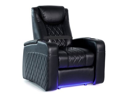 azure single black recliner with power lumbar