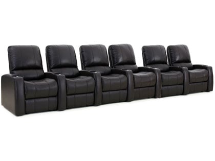 octane blaze brown leather theater seating 6 
