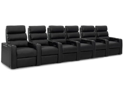 black leather recliner with blue lights