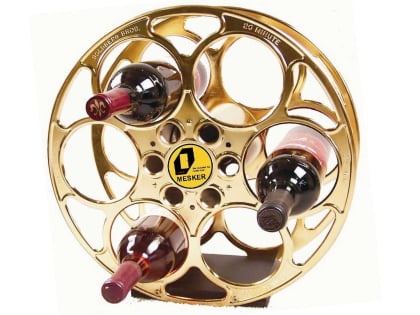 gold reel wine rack