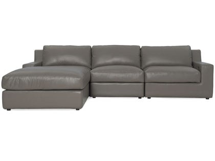 Metro Modular 3-Seat Sectional with Ottoman in Premium Italian Leather