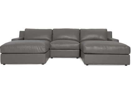 Metro Modular 3-Seat Sectional with 2 Ottomans in Premium Italian Leather