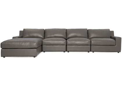 Metro Modular 4-Seat Sectional with Ottoman in Premium Italian Leather