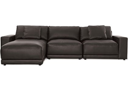 Mirage Modular 3-Seat Sectional with Ottoman in Premium Italian Leather