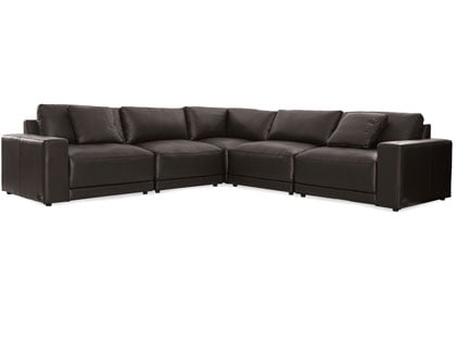 Mirage Modular 5-Seat L-Shaped Sectional in Premium Italian Leather