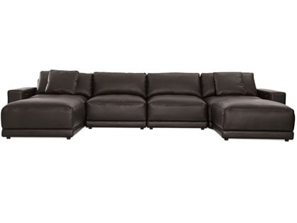 Mirage Modular 4-Seat Sectional with 2 Ottomans in Premium Italian Leather