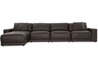 Mirage Modular 4-Seat Sectional with Ottoman in Premium Italian Leather