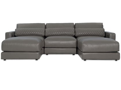 Sky Modular 3-Seat Sectional with 2 Ottomans in Premium Italian Leather