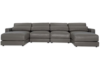 Sky Modular 4-Seat Sectional with 2 Ottomans in Premium Italian Leather