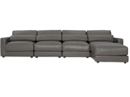 Sky Modular 4-Seat Sectional with Ottoman in Premium Italian Leather