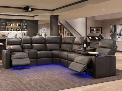 Power reclining sectional with usb ports sale