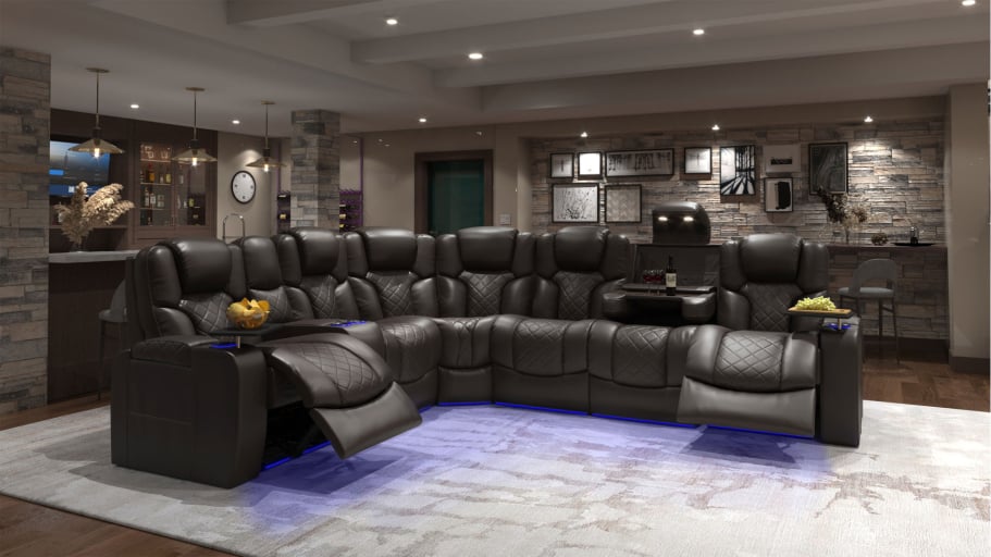 Oversized leather reclining sectional sale