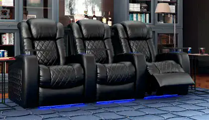 home theater seating with power lumbar and power headrest