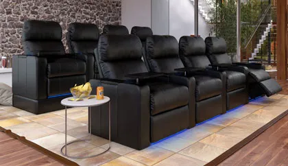 home theater seating with built-on risers